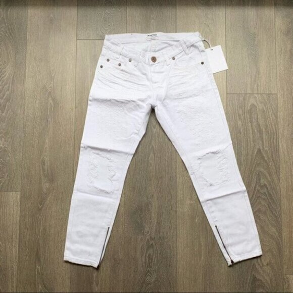 Free People One Teaspoon White Beauty Freebirds Skinny Jeans Denim Ankle Zip - Picture 6 of 16